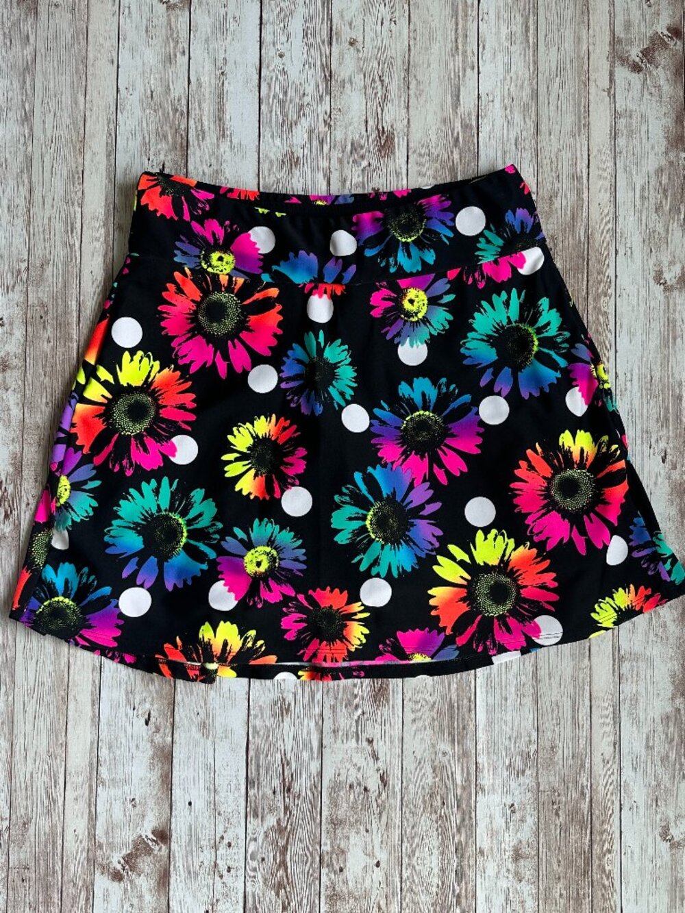 EUC Smash Dandy Neon Daisy Floral Polka Dot Slim Golf Tennis Skort sz XS Nylon